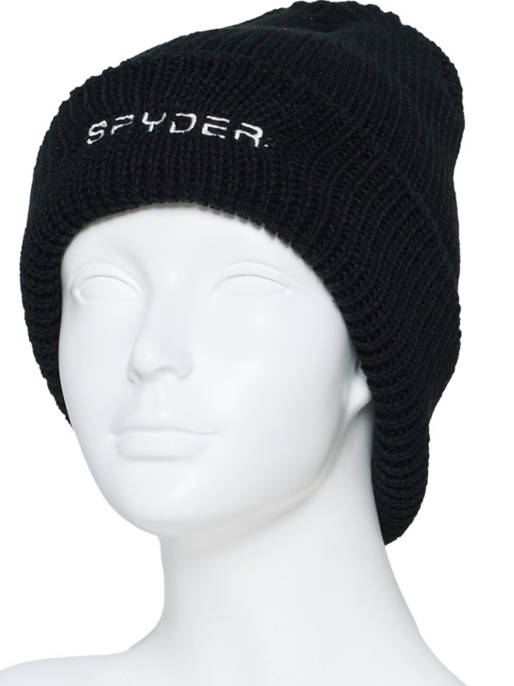 SPYDER OS Boy/Girl Black Knit Cuffed Beanie Hat - Picture 4 of 13